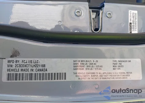 2020 Dodge Charger R/T Rwd from USA, damaged, VIN 2C3CDXCT1LH221188